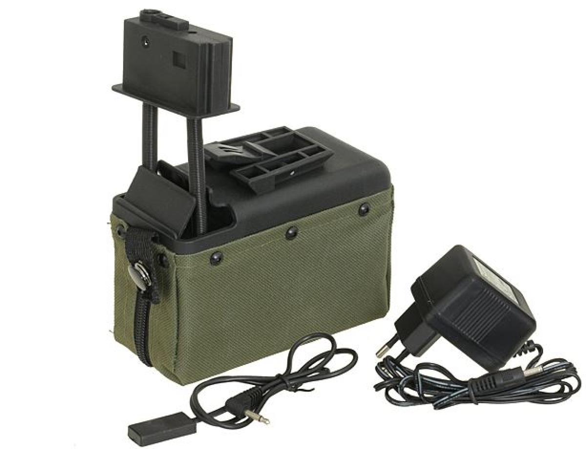 Softair.Zone M249/MK46 1500 RDS electric Box Mag Olive Drab